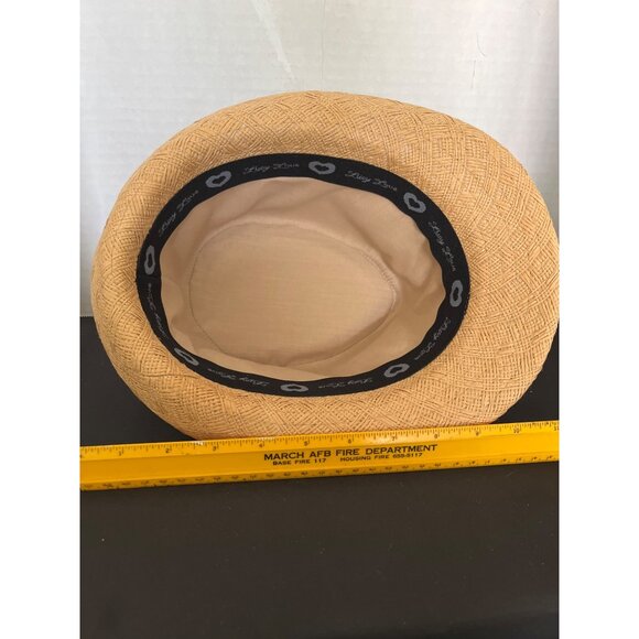 Lady Love Woven Fedora Style Straw Hat, Beach Hat Black Band Cloth Inside - Picture 13 of 13